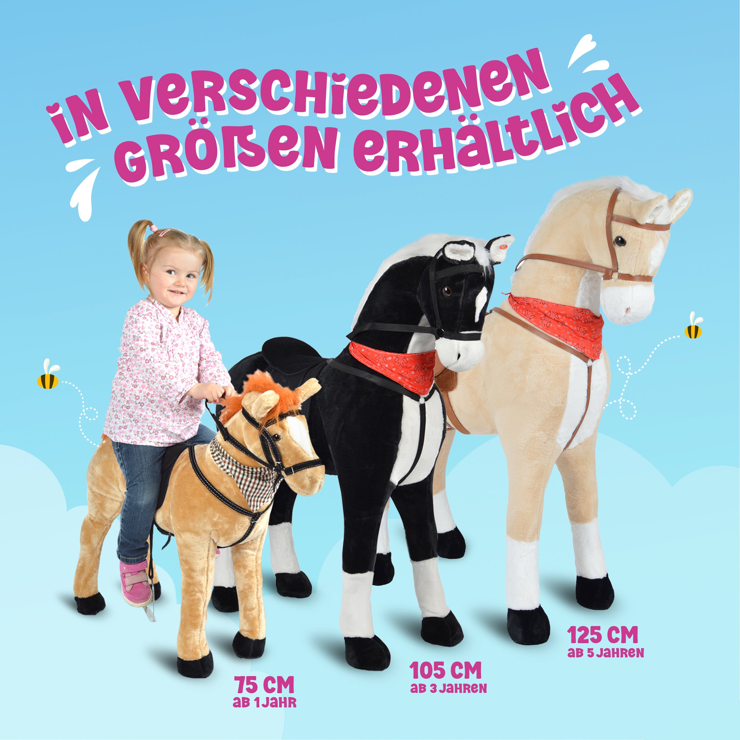 Spielpferd zum Reiten - Stehpferd MARY 75 cm