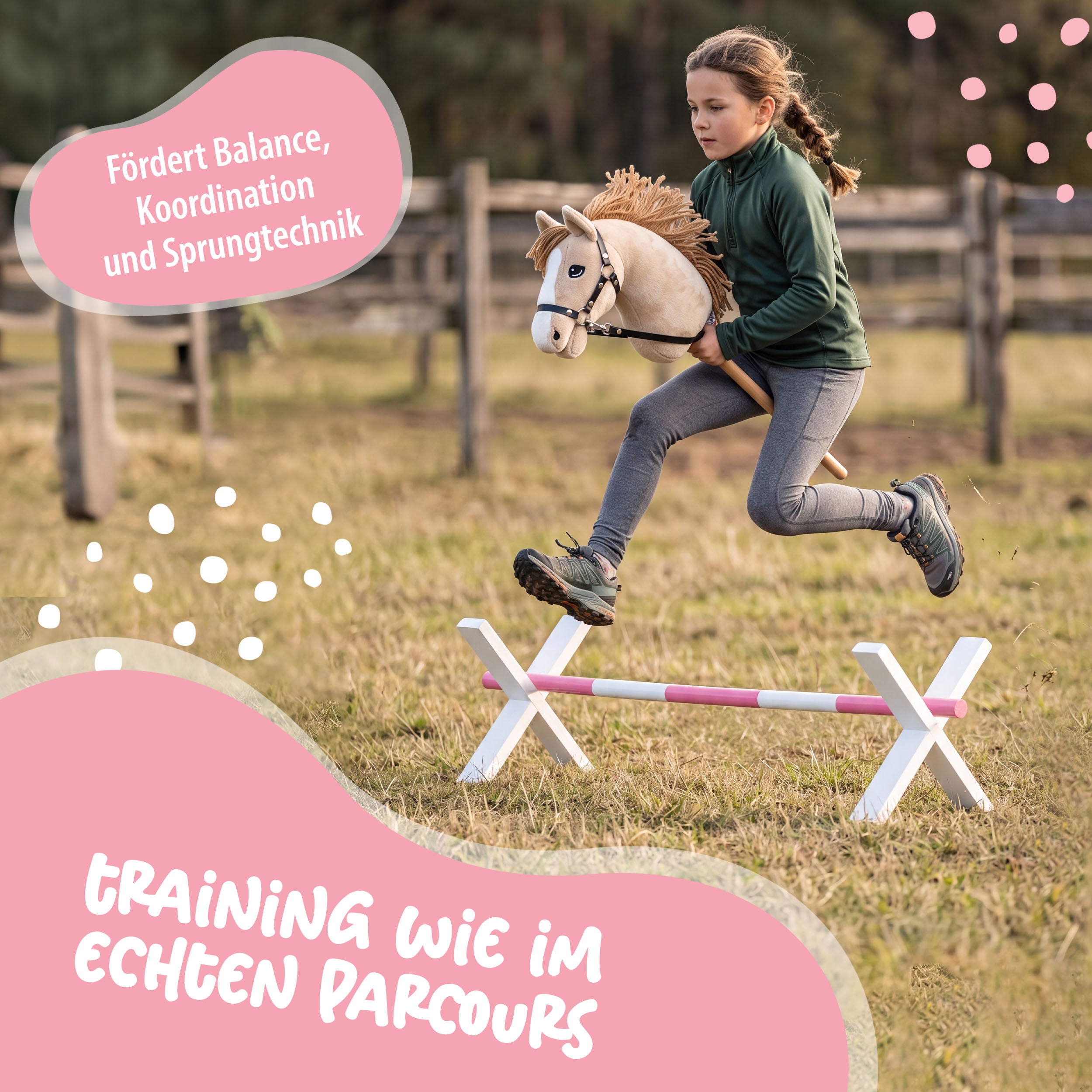 Hobby Horse Cavaletti - Obstacles pour l'équitation de loisir - Rose