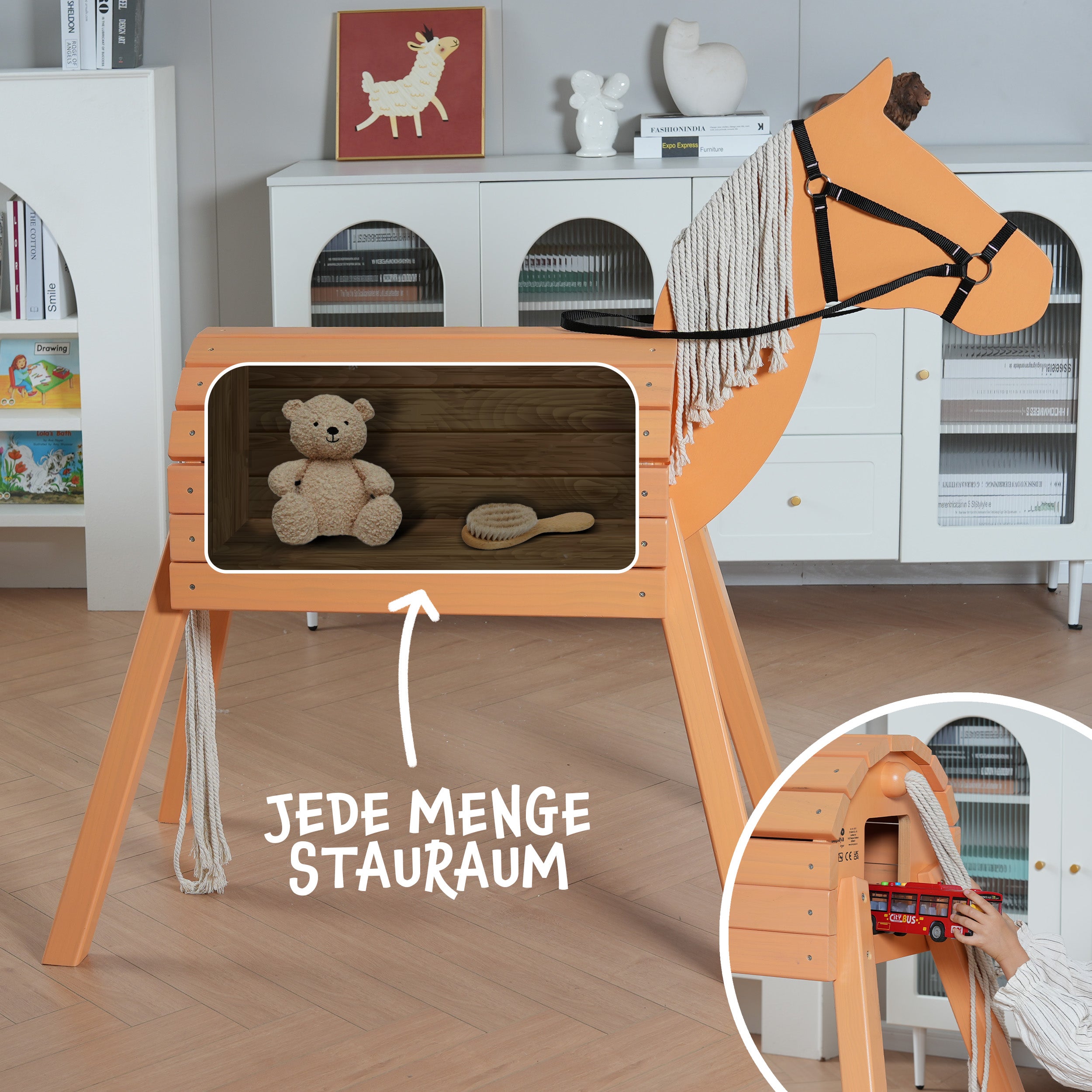 Pink Papaya - Holzpferd - Braun 80 cm - L