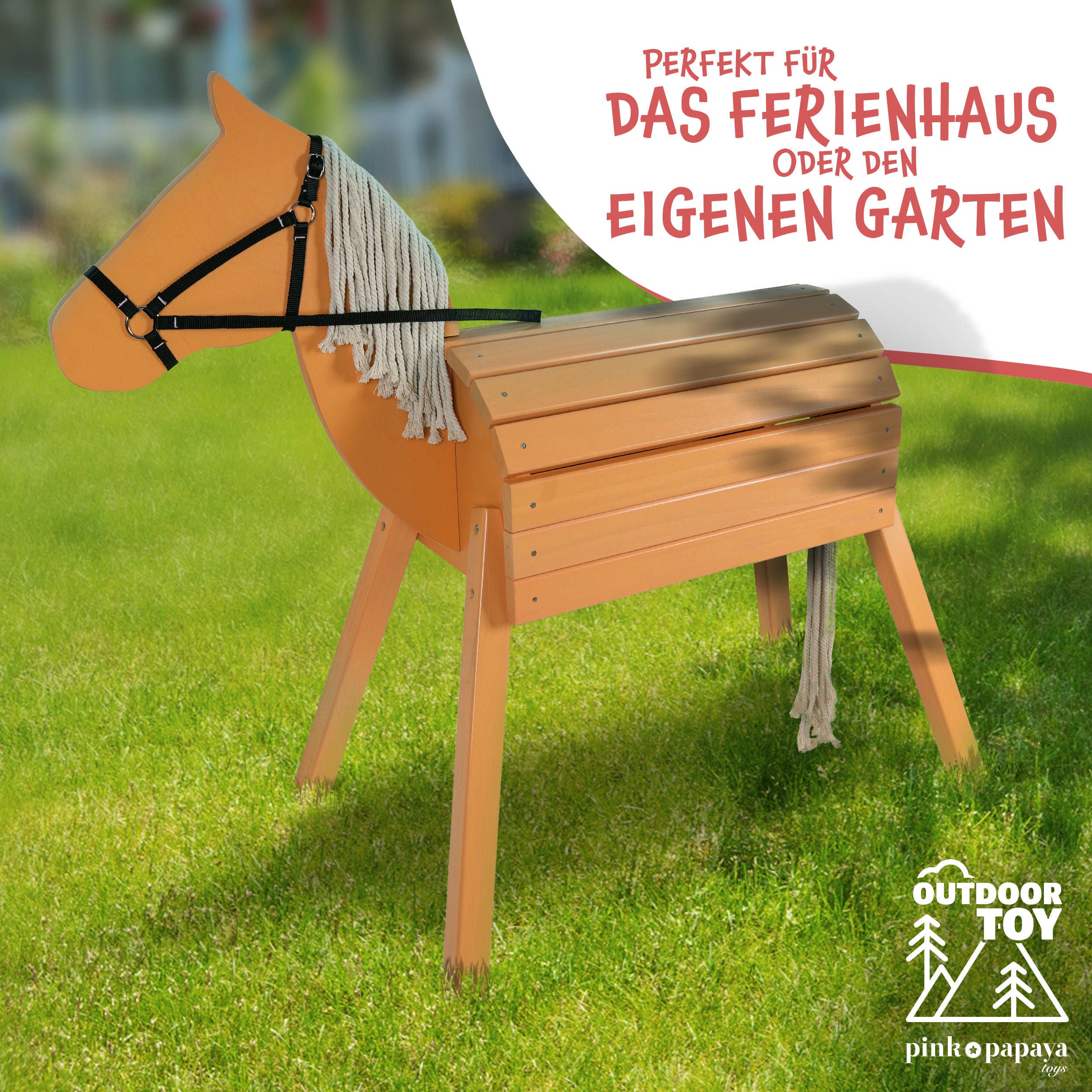 Pink Papaya - Holzpferd - Braun 80 cm - L