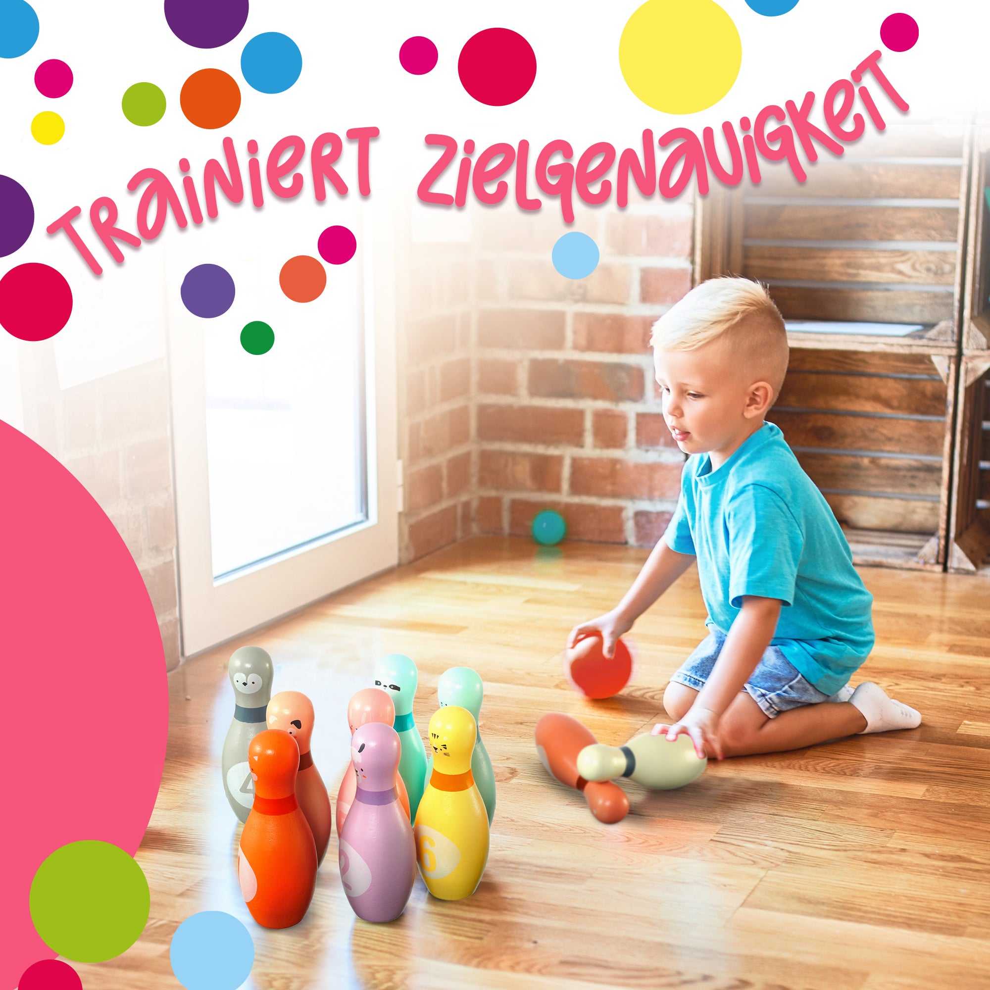 Pink Papaya Kids Bowling Animal, 12 teiliges Kids Bowling XL