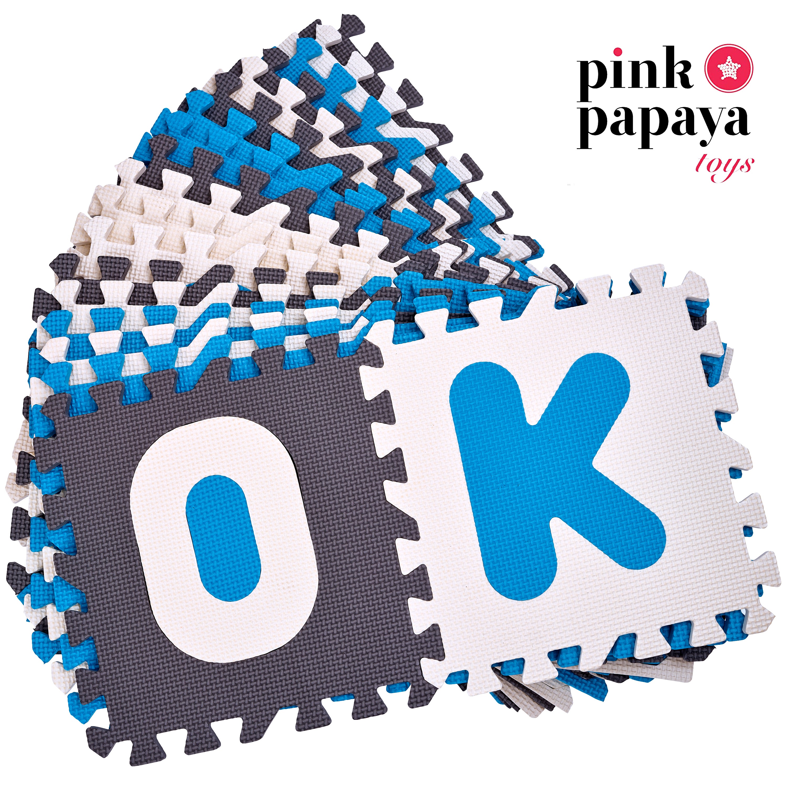 EVA Puzzlematte Kidszone -Türkis - 36 Felder (A-Z & 0-9 + Rand)