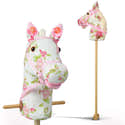 Cheval Bâton Jouet Enfant 100 Cm - Avec Effets Sonores, Roues, Poteau Bois, Peluche - 2
