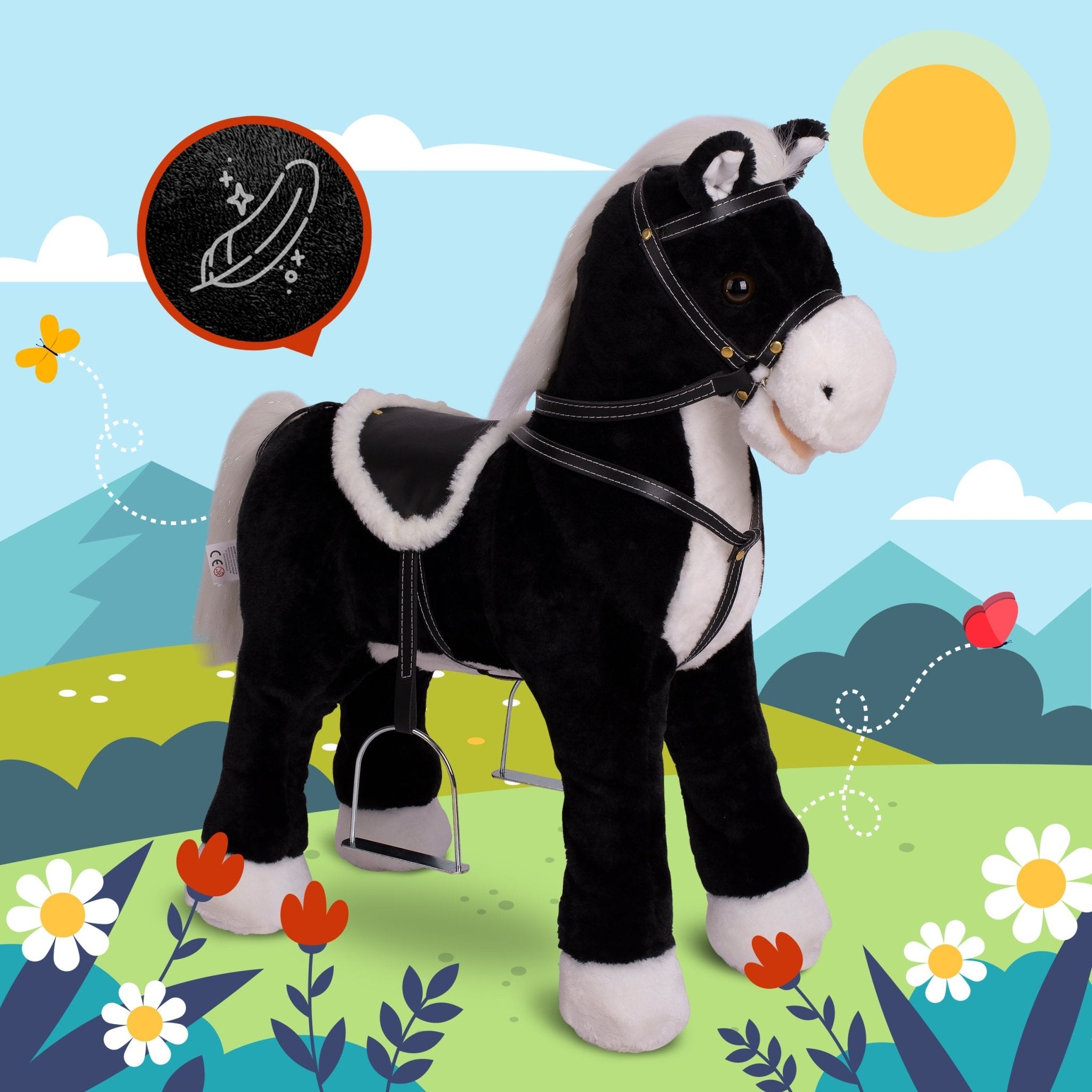 Pink Papaya Stehpferd zum draufsitzen 60cm Spielpferd mit Sound - Amadeus