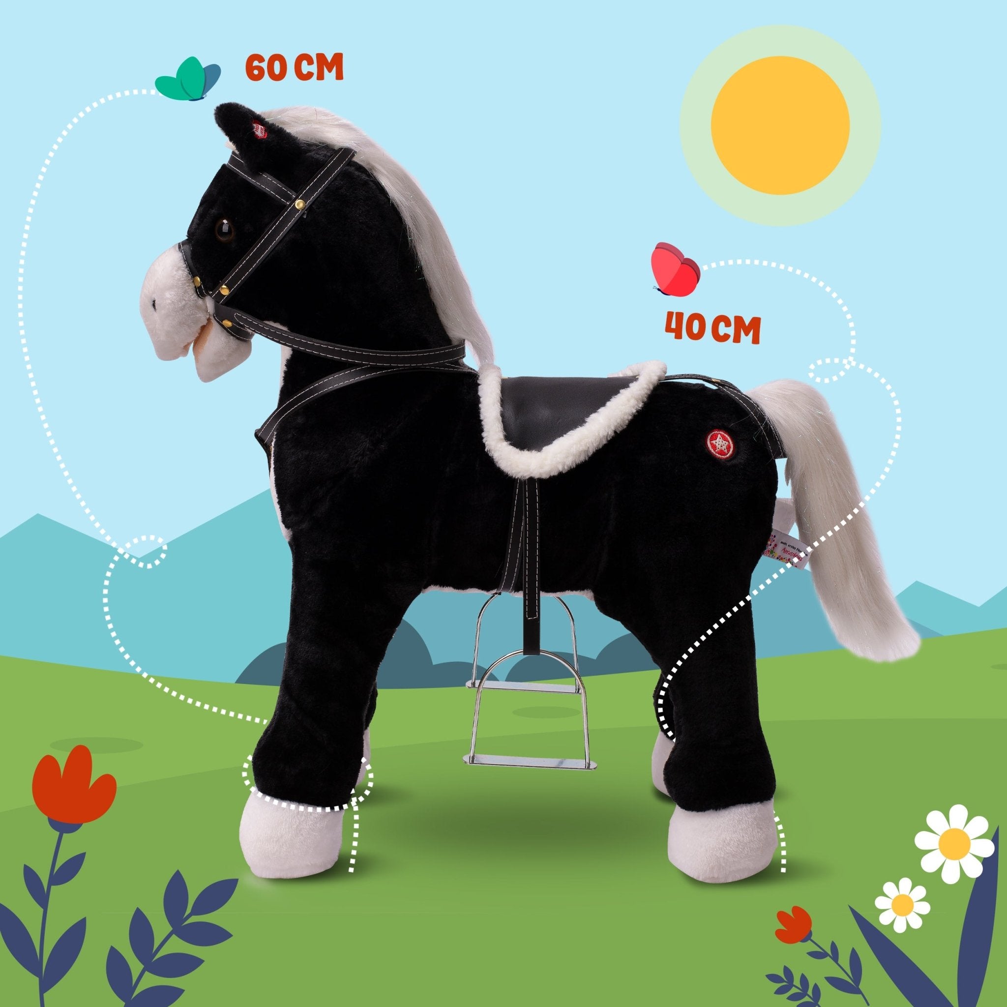 Pink Papaya Stehpferd zum draufsitzen 60cm Spielpferd mit Sound - Amadeus