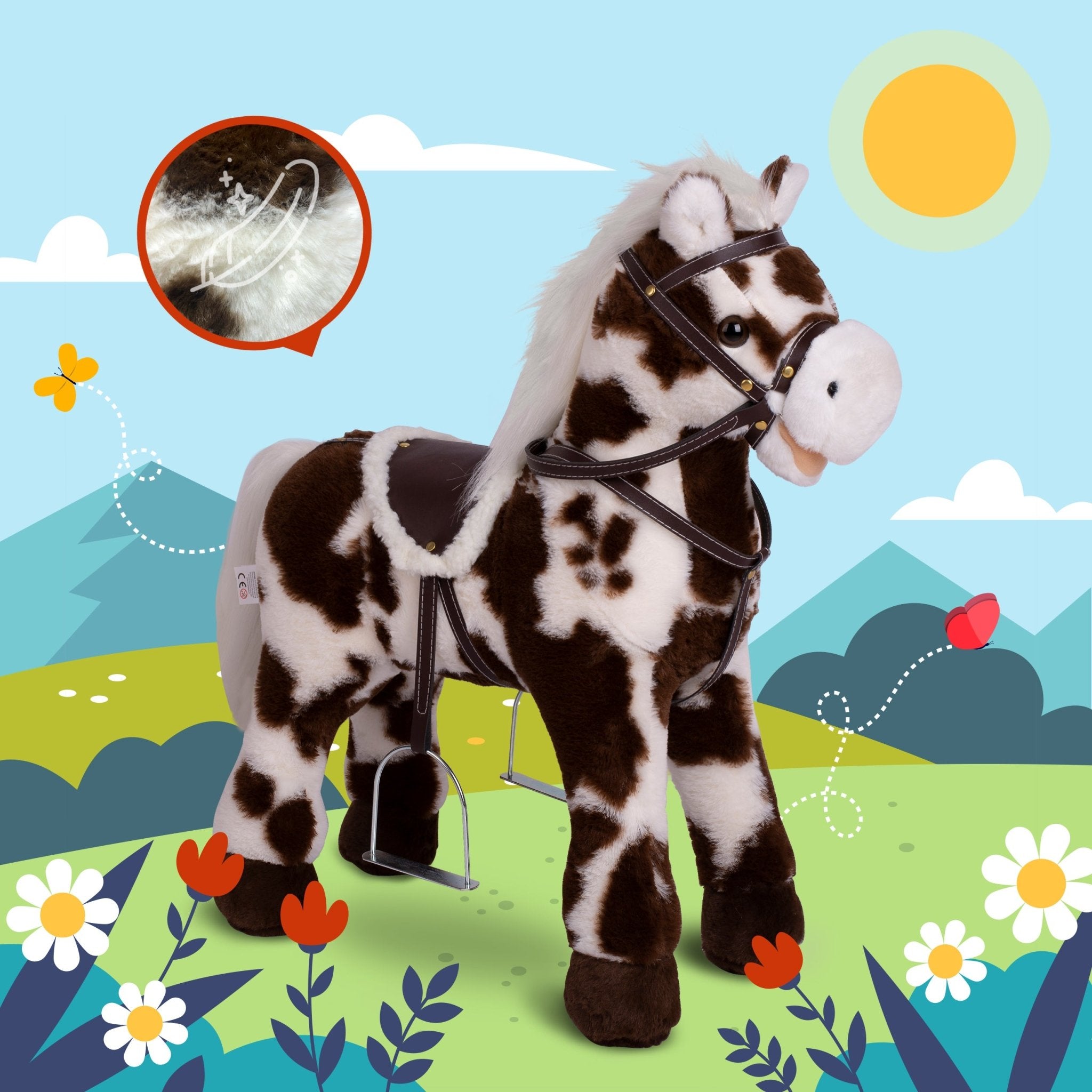 Pink Papaya Stehpferd zum draufsitzen 60cm Spielpferd mit Sound - Felix