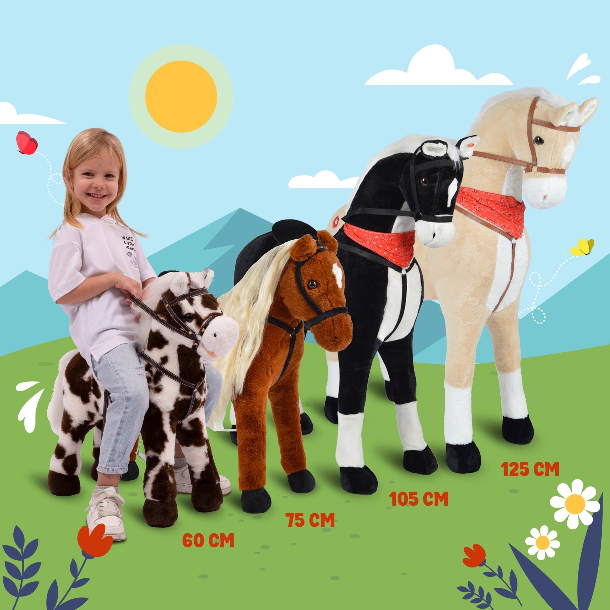 Pink Papaya Stehpferd zum draufsitzen 60cm Spielpferd mit Sound - Felix