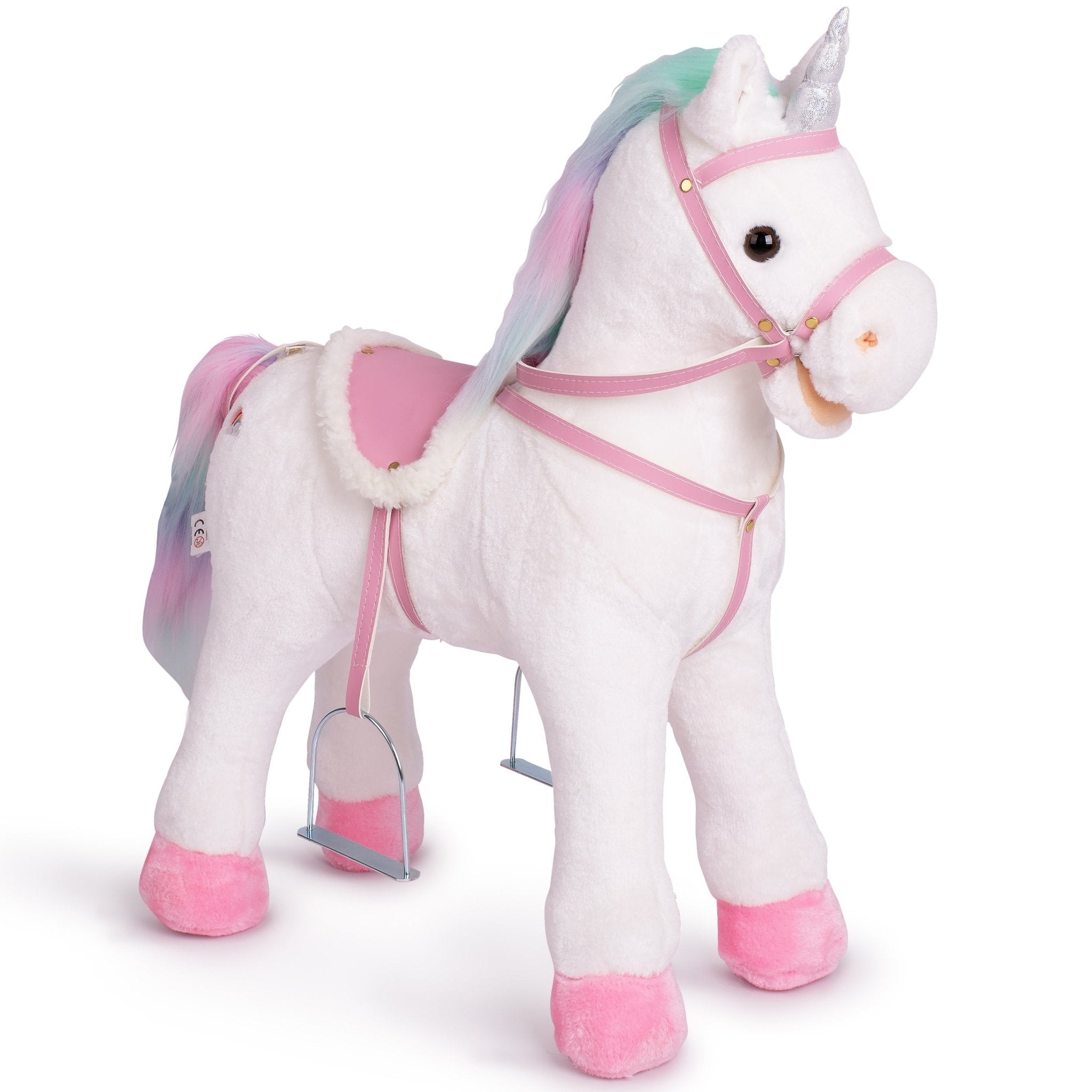 spielzeug pferd zum draufsitzen groß Pink Papaya Stehpferd zum draufsitzen 60cm Spielpferd mit Sound - Rain