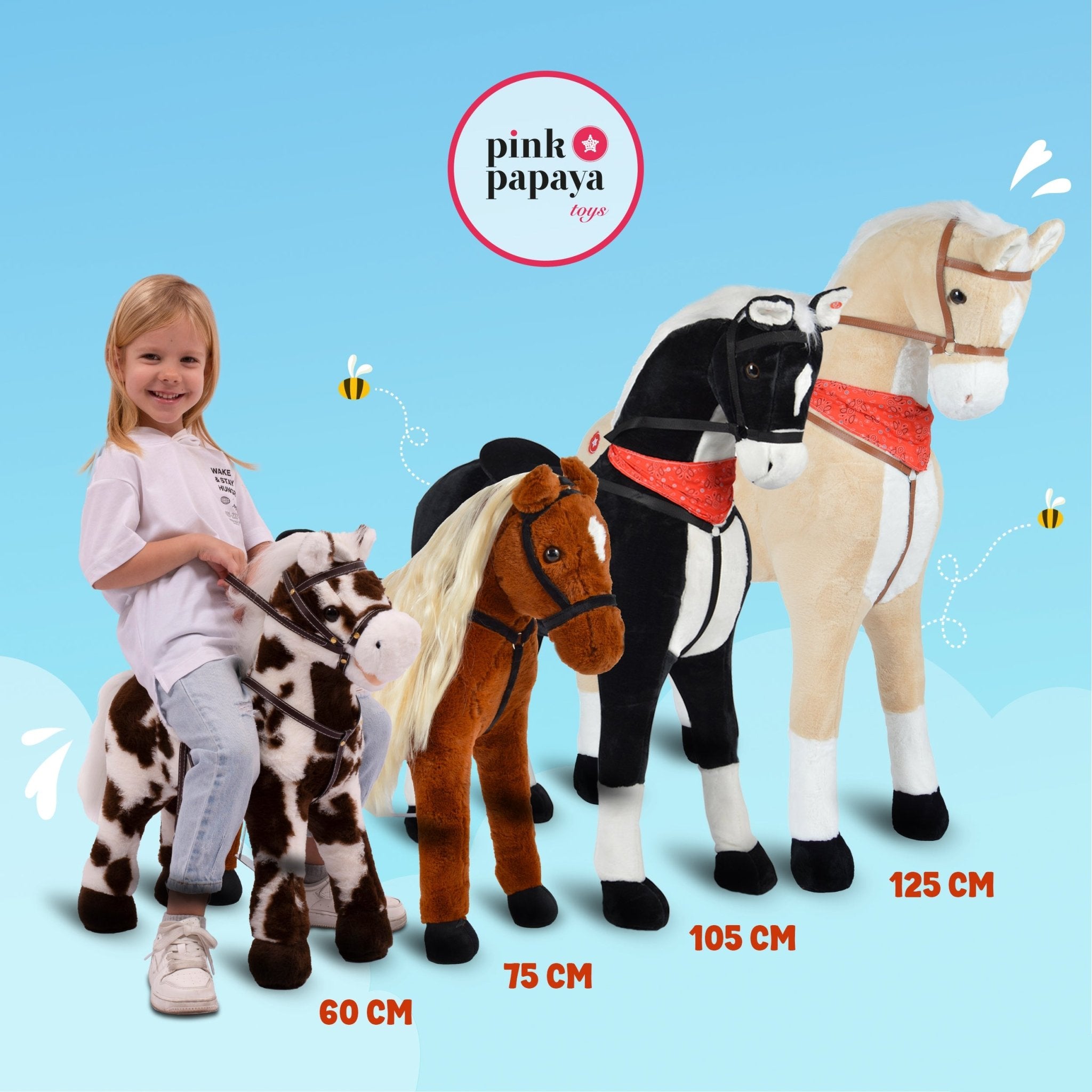 Spielpferd zum Reiten - Stehpferd BELLA 75 cm