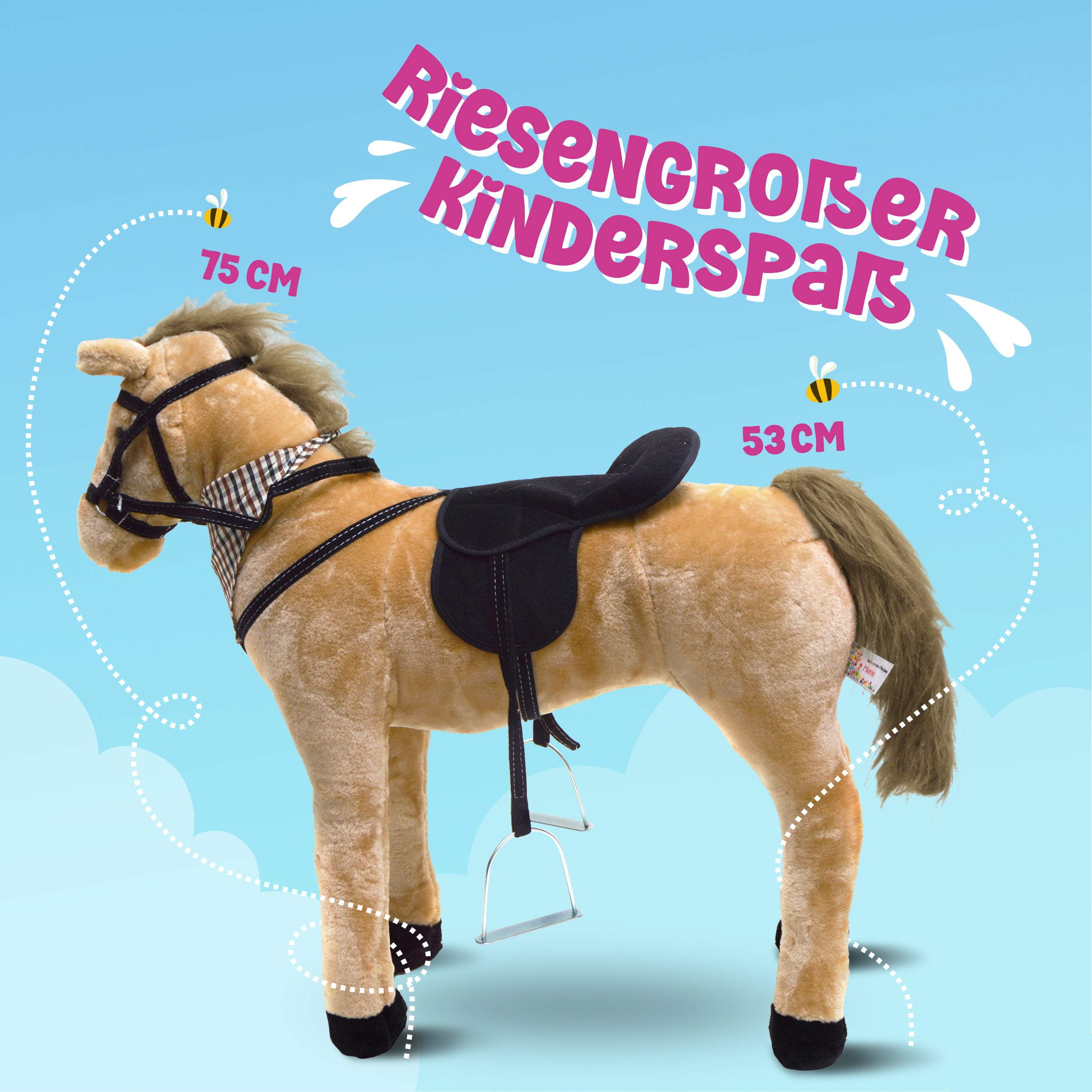 Spielpferd zum Reiten - Stehpferd MARY 75 cm