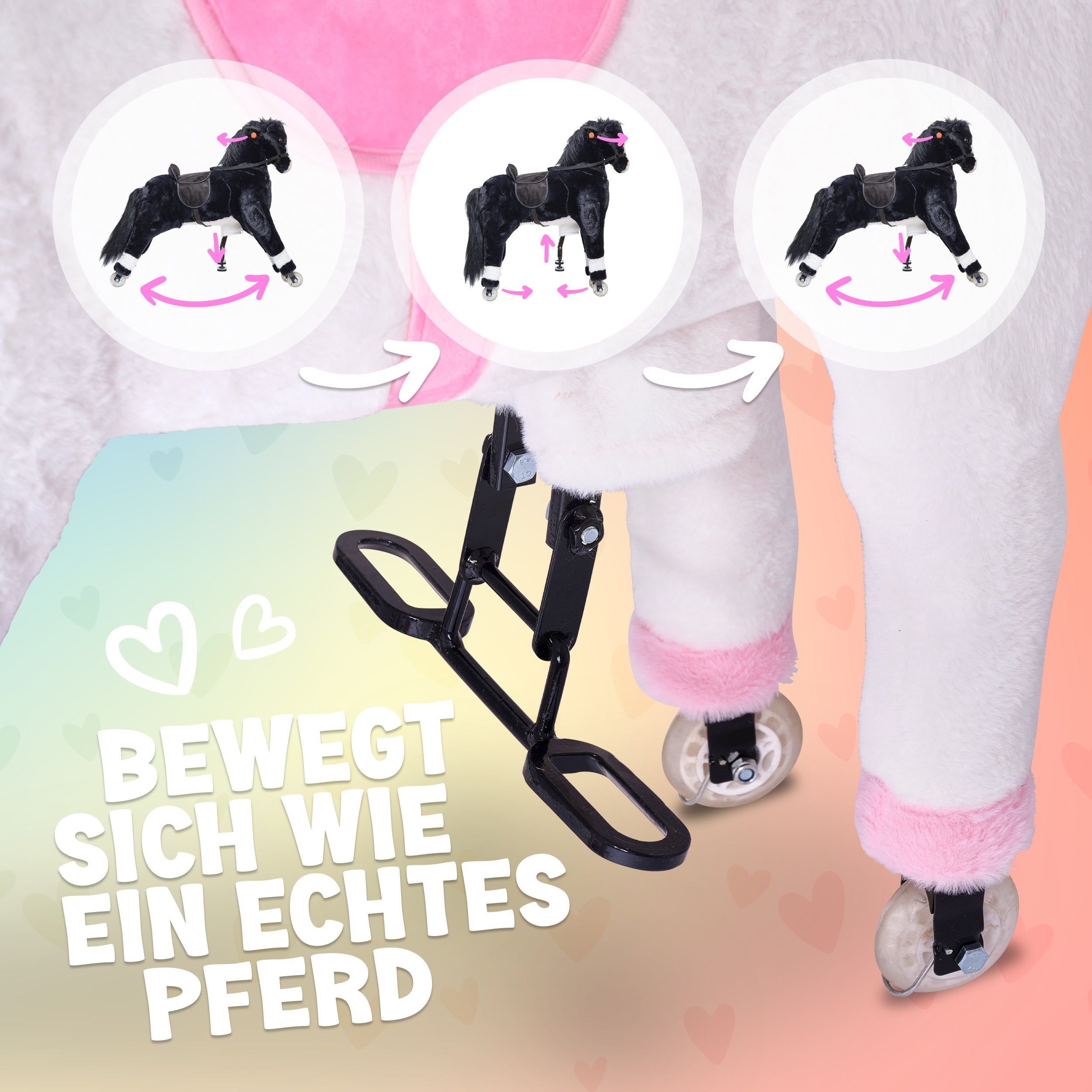 Reitpferd auf Rollen EINHORN RAINBOW, 90cm