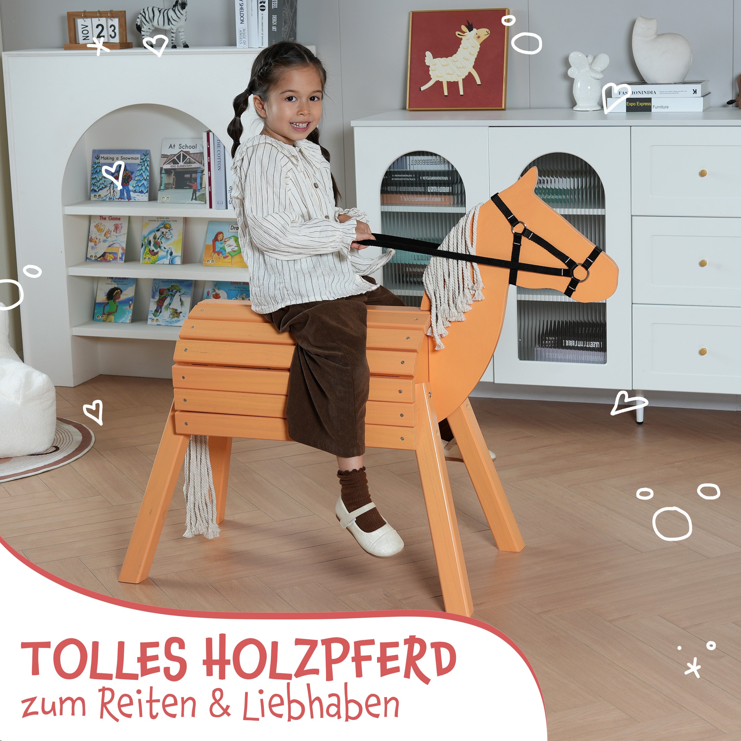 Pink Papaya - Holzpferd - Braun 60 cm - S