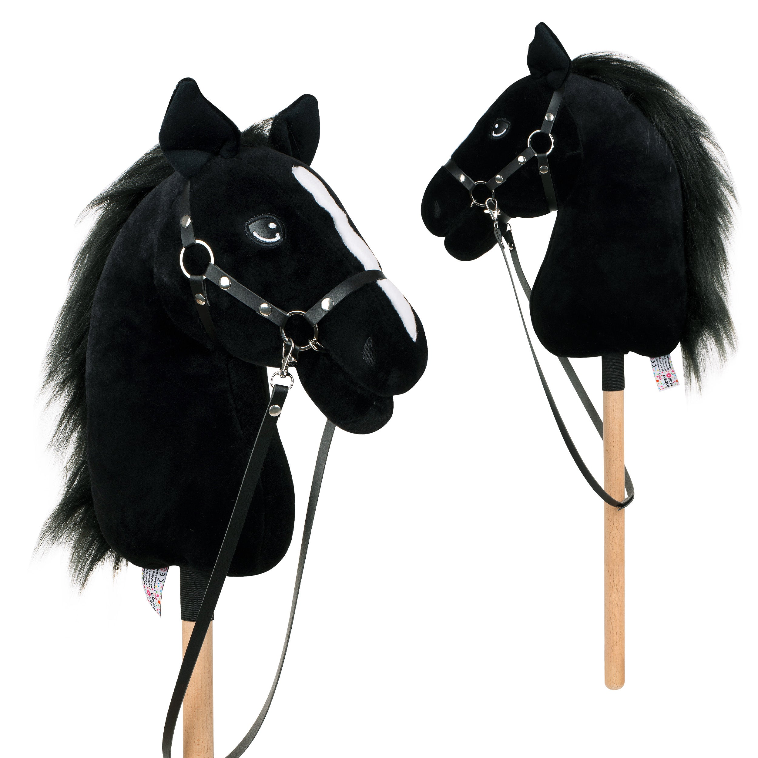 Hobby Horse Schwarz (BLACK 1) – Handgefertigt, Mit Kopf & Brustband, Größe A3, Für Kinder Ab 7