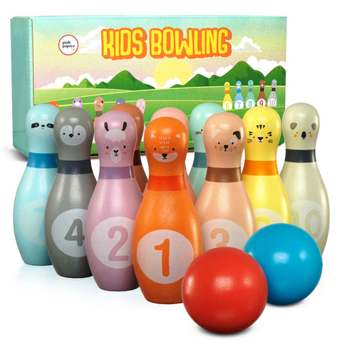 Pink Papaya Kids Bowling Animal, 12 teiliges Kids Bowling L