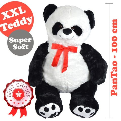 Teddybär / Panda Pan Tao, 100cm XXL Teddy-Plüschbär in schwarz-weiss