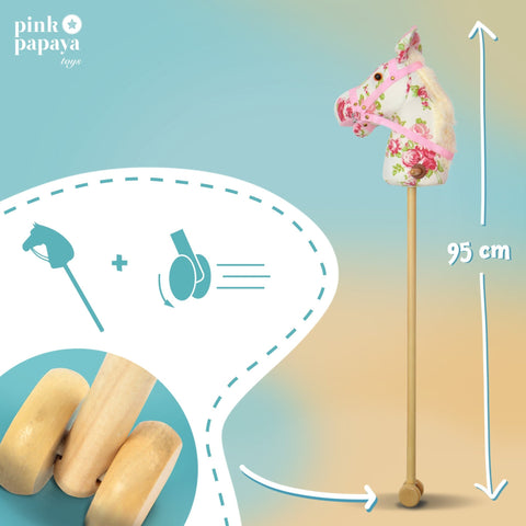 Steckenpferd FLOWER, mit Soundeffekten - Pink Papaya Toys