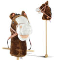 Cheval Bâton Jouet Enfant 100 Cm - Avec Effets Sonores, Roues, Poteau Bois, Peluche - 5