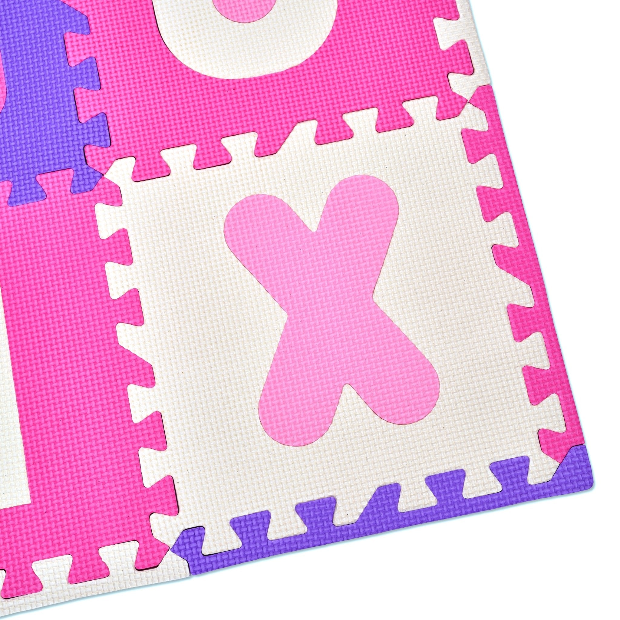 EVA Puzzlematte "Kidszone" - Pink - 36 Felder (A-Z & 0-9 + Rand)