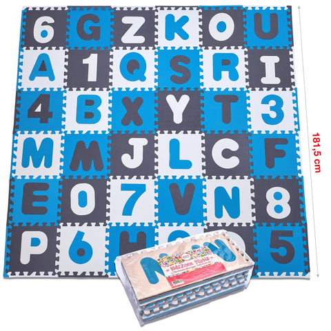 EVA Puzzlematte Kidszone -Türkis - 36 Felder (A-Z & 0-9 + Rand) - Pink Papaya Toys