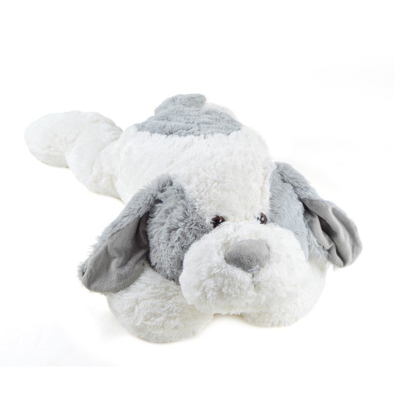Riesen-Hund Lou, 100cm XXL Kuscheltier in weiß/grau